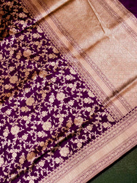 Handwoven Dark Purple Banarasi Katan Silk Saree