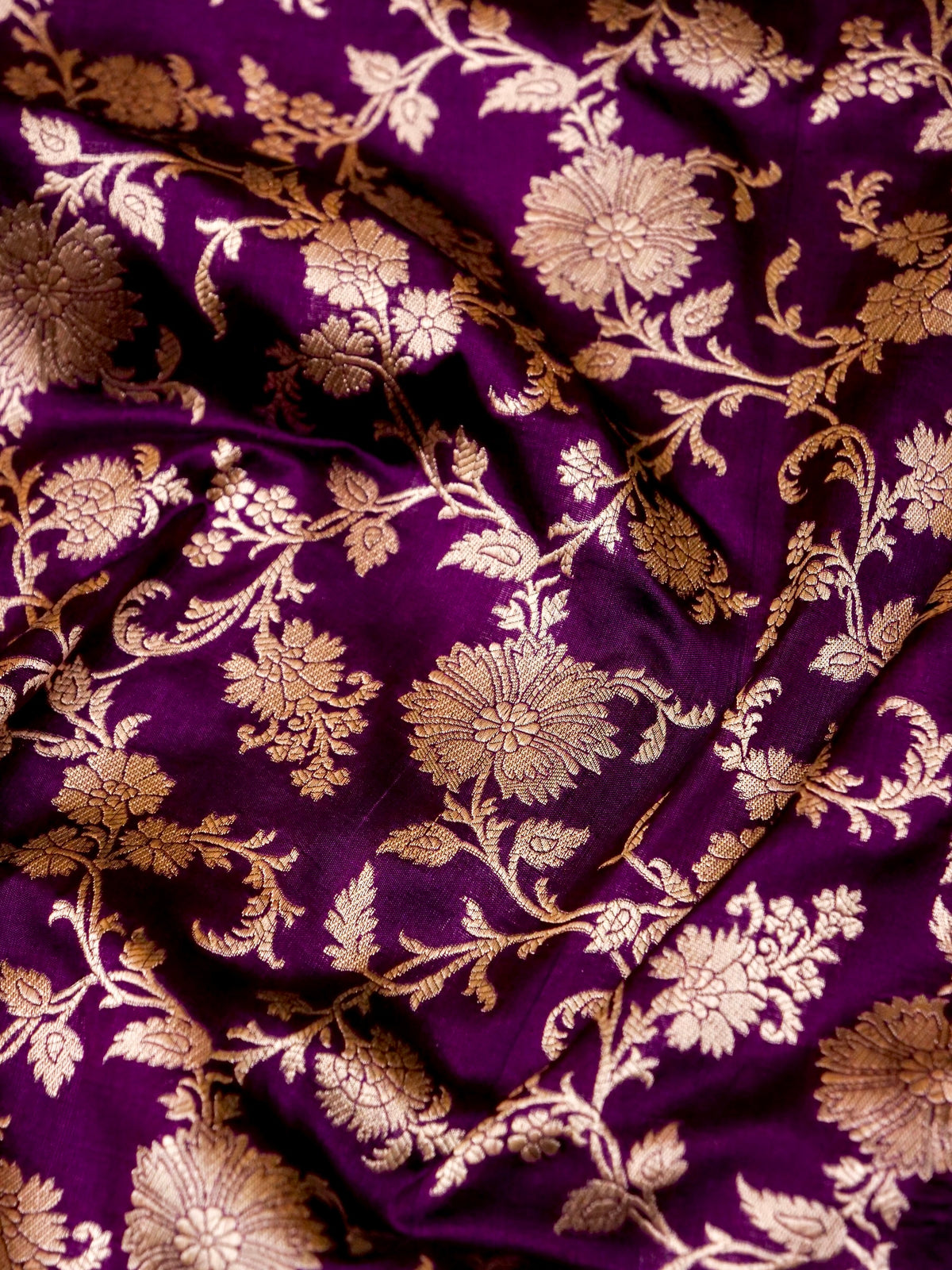 Handwoven Dark Purple Banarasi Katan Silk Saree