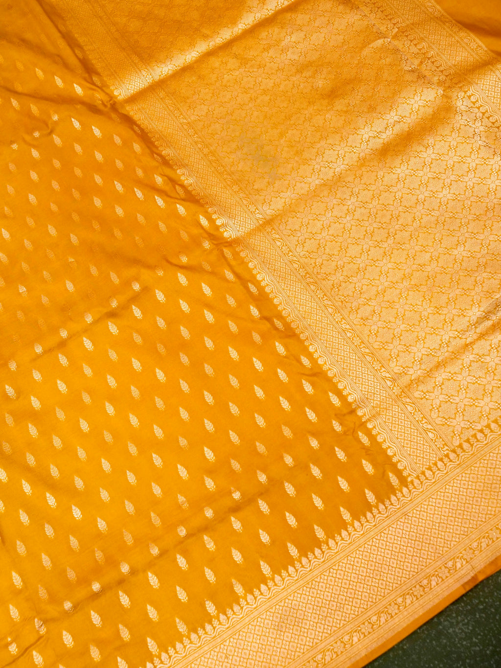 Handwoven Mustard Yellow Banarasi Katan Silk Saree