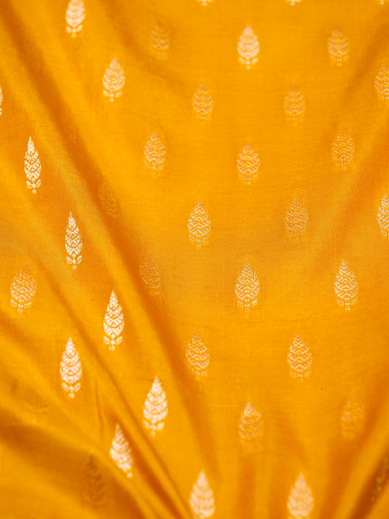 Handwoven Mustard Yellow Banarasi Katan Silk Saree