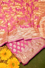 Handwoven Pink Banarasi Khaddi Georgette Suit