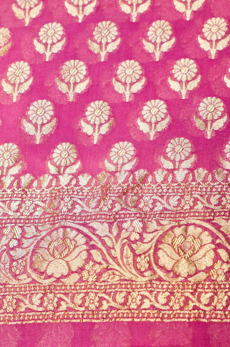 Handwoven Pink Banarasi Khaddi Georgette Suit