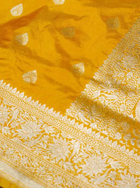 Handwoven Mustard Banarasi Katan Silk Saree