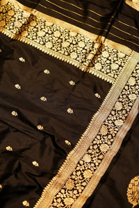 Handwoven Black Banarasi Katan Silk Suit