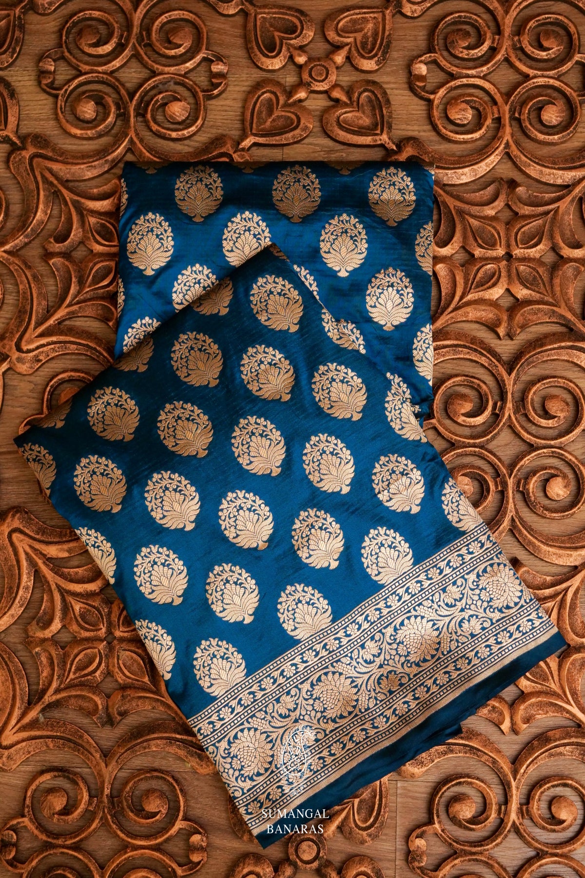 Handwoven Banarsi Royal Blue Katan Silk Saree