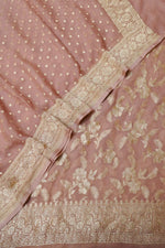 Handwoven Peach Banarasi Khaddi Georgette Suit