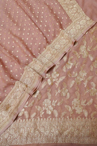 Handwoven Peach Banarasi Khaddi Georgette Suit