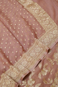 Handwoven Peach Banarasi Khaddi Georgette Suit