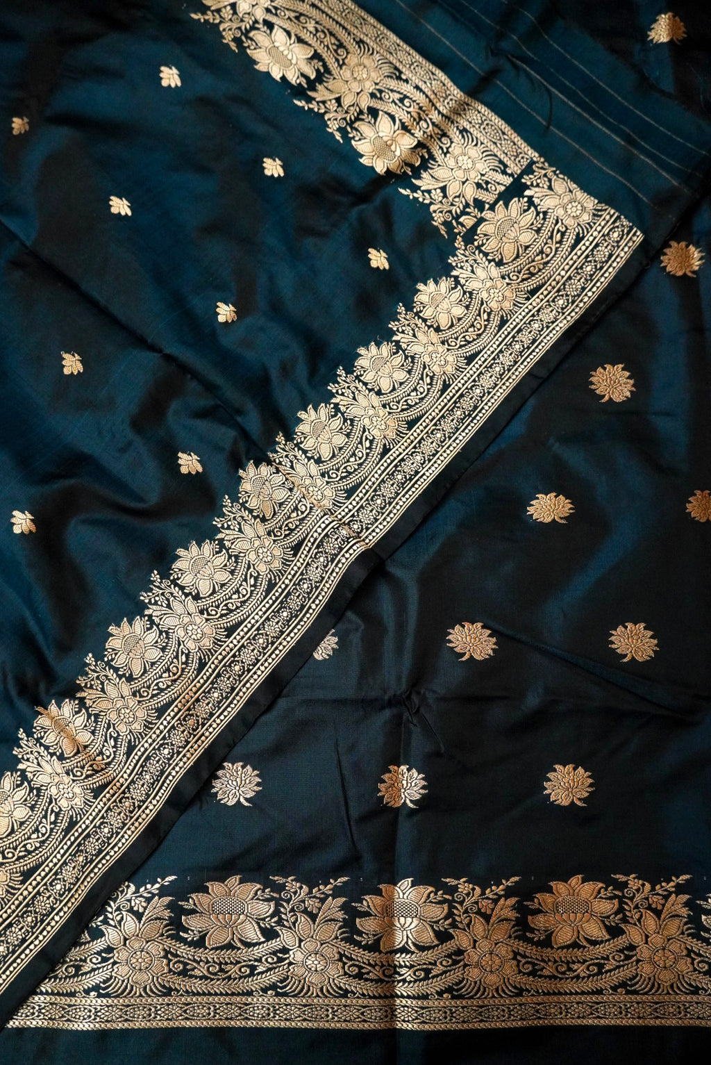 Handwoven Teal Blue Banarasi Katan Silk Suit