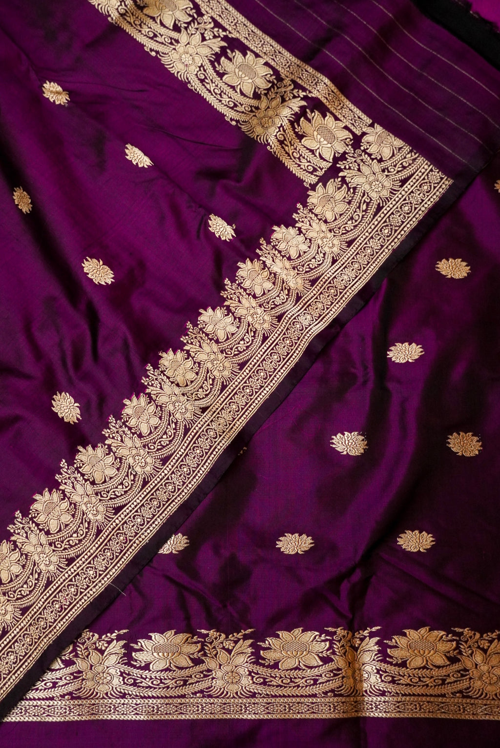 Handwoven Wine Banarasi Katan Silk Suit