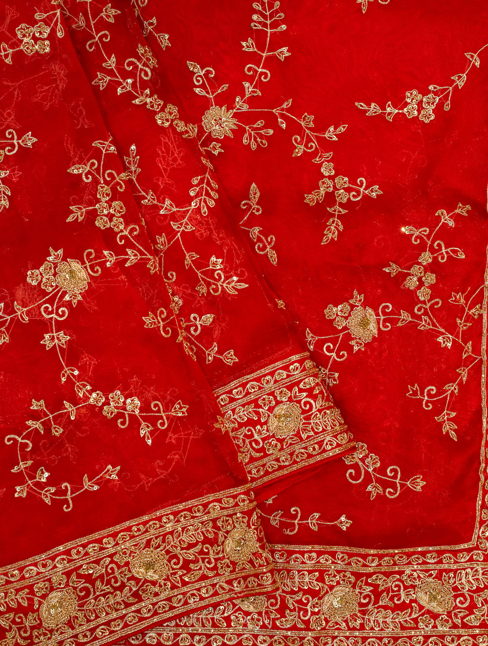 Designer Red Organza Silk Saree