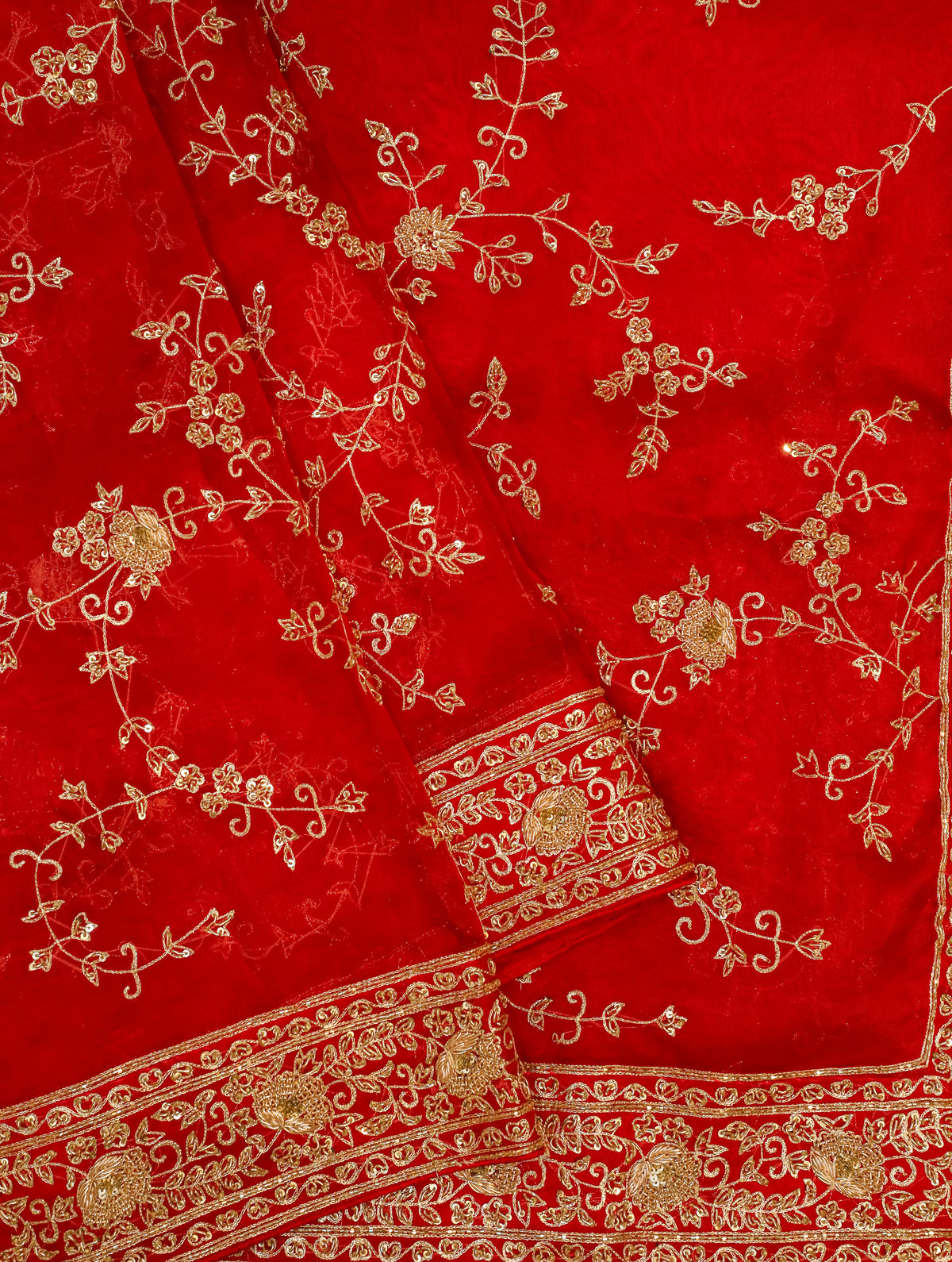 Designer Red Organza Silk Saree