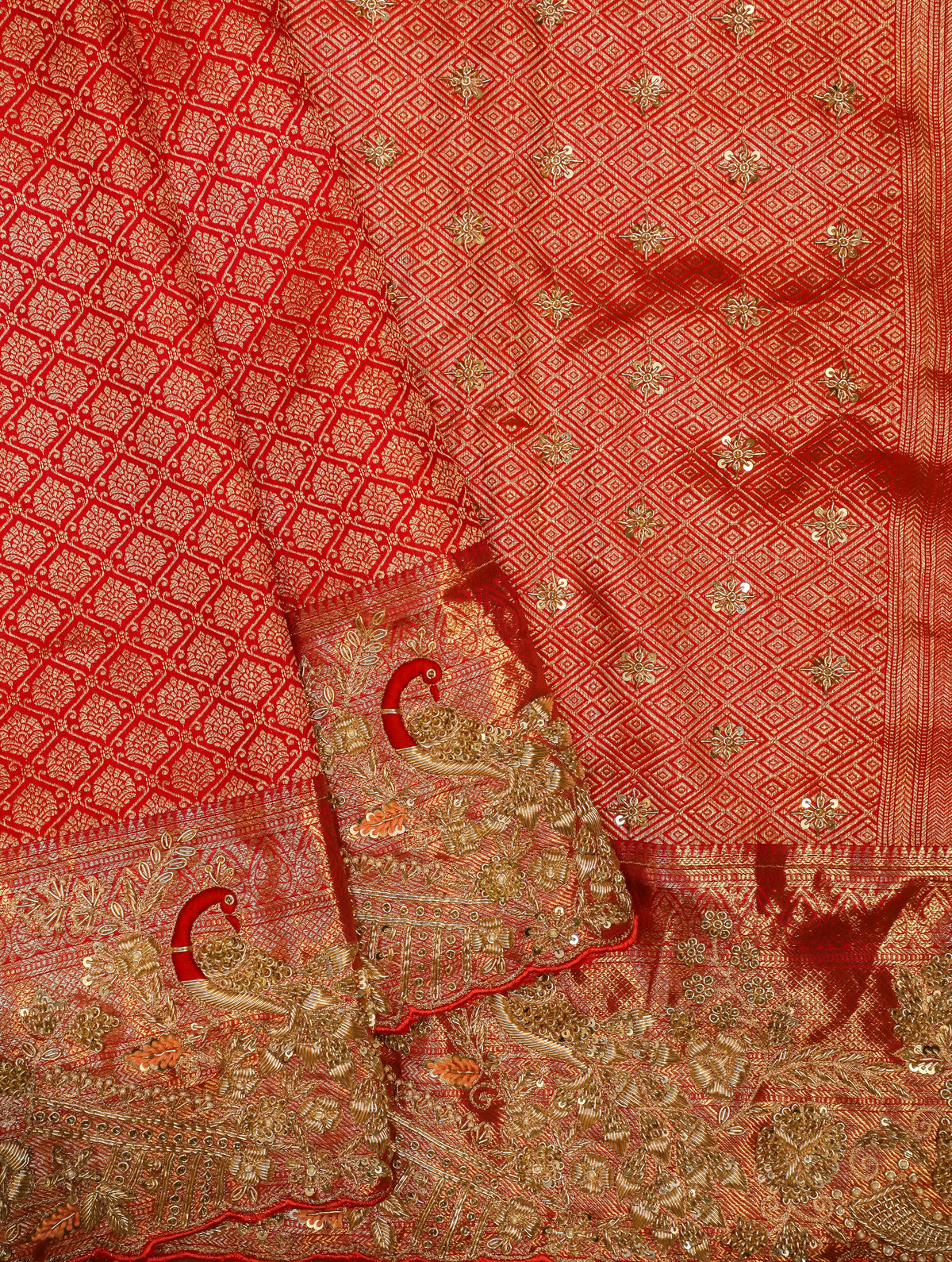 Designer Red Tissue Silk Saree