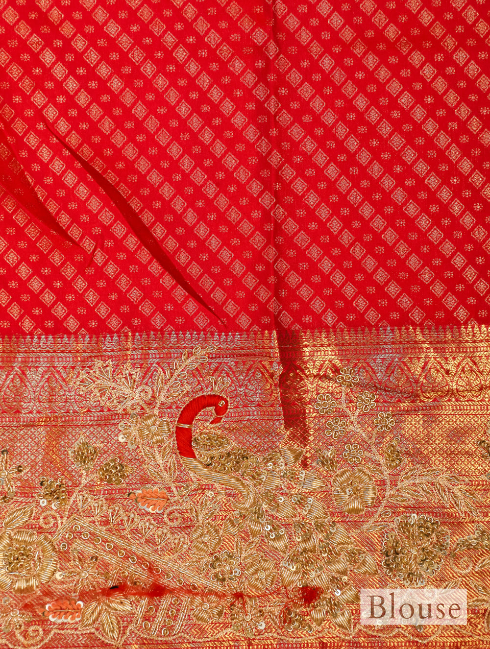 Designer Red Tissue Silk Saree