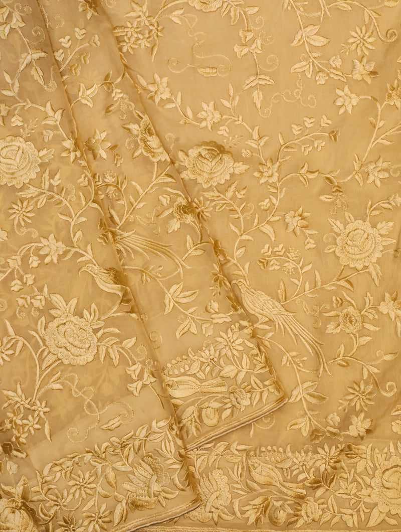 Designer Pastel Yellow Organza Silk Saree