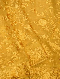 Designer Mustard Yellow Organza Silk Saree