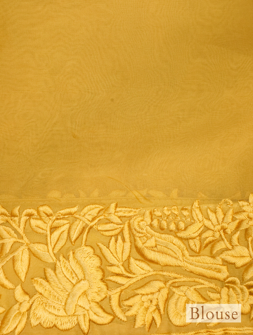 Designer Mustard Yellow Organza Silk Saree