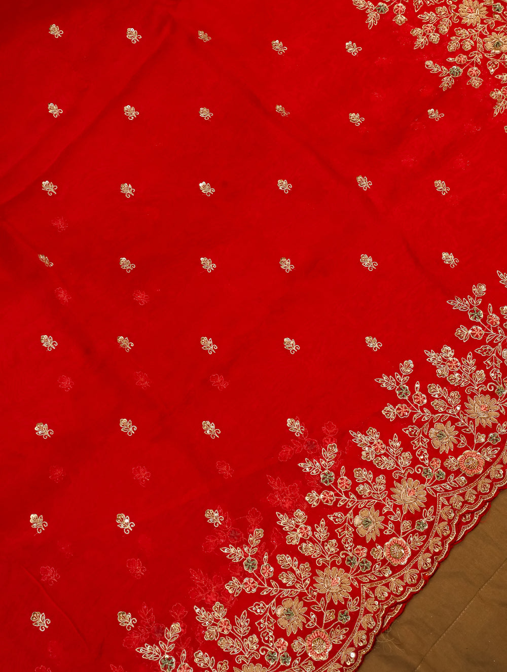 Designer Red Organza Silk Saree