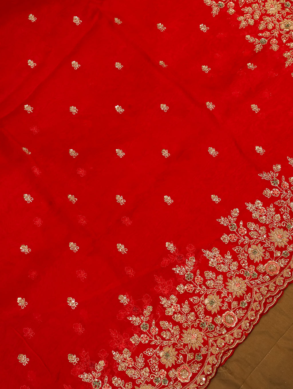 Designer Red Organza Silk Saree