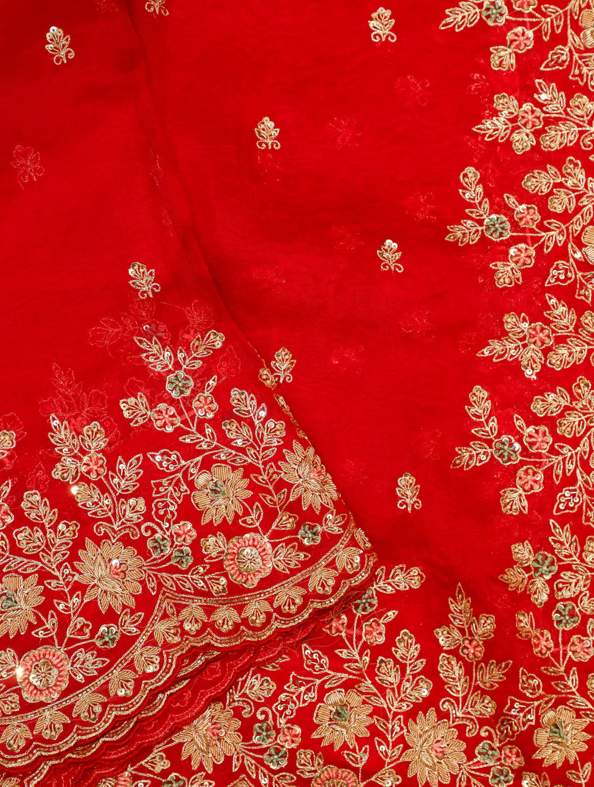 Designer Red Organza Silk Saree