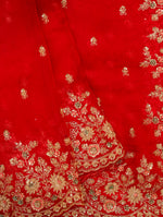 Designer Red Organza Silk Saree