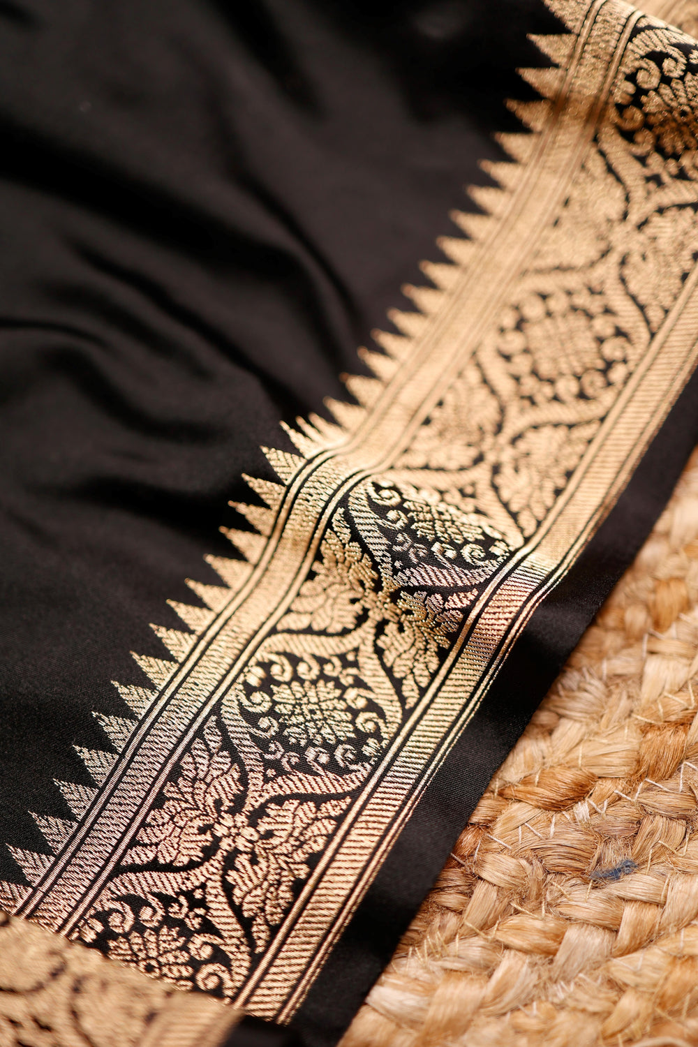 Handwoven Black Banarasi Katan Silk Saree