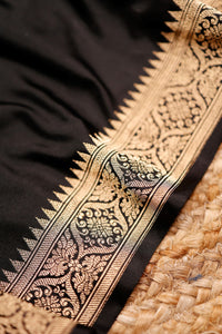 Handwoven Black Banarasi Katan Silk Saree