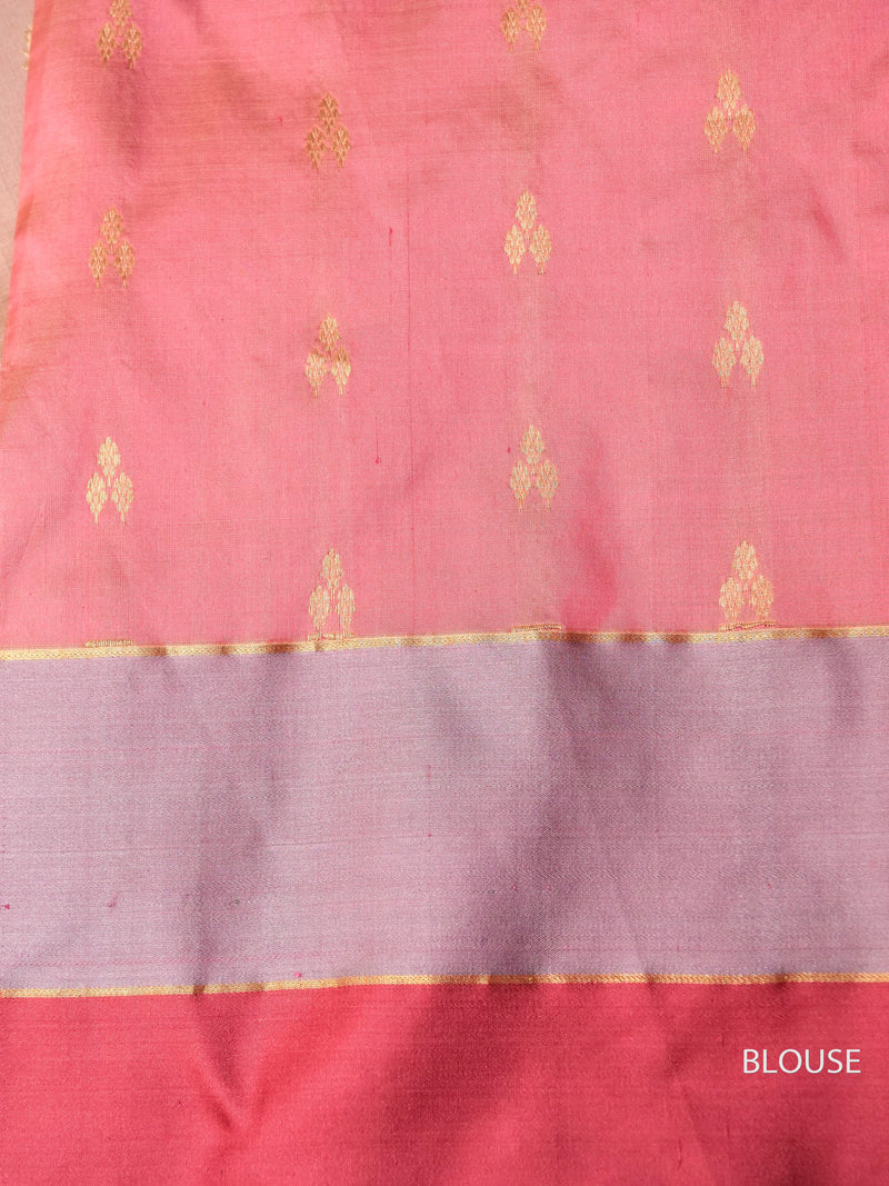 Handwoven Canopy Pink Katan Silk Saree