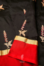 Handwoven Banarsi Hot Black Katan Silk Saree