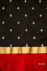 Handwoven Banarsi Hot Black Katan Silk Saree