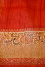 Handwoven Beige Banarasi Tussar Silk Saree