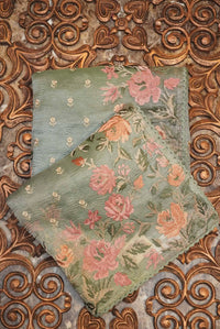 Designer Green Crush Tissue Silk Saree