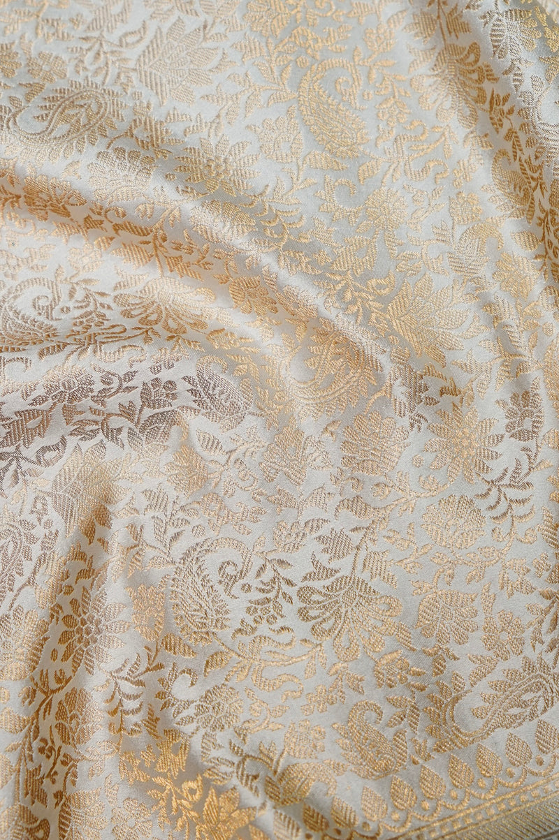 Handwoven Off White Banarasi Mashru Silk Saree