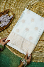 Handwoven Off White Banarasi Mashru Silk Saree
