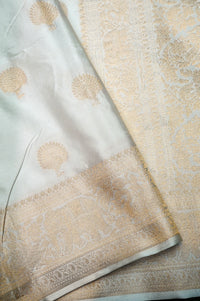 Handwoven Off White Banarasi Mashru Silk Saree