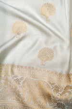 Handwoven Off White Banarasi Mashru Silk Saree