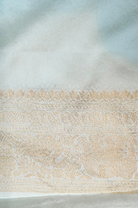 Handwoven Off White Banarasi Mashru Silk Saree