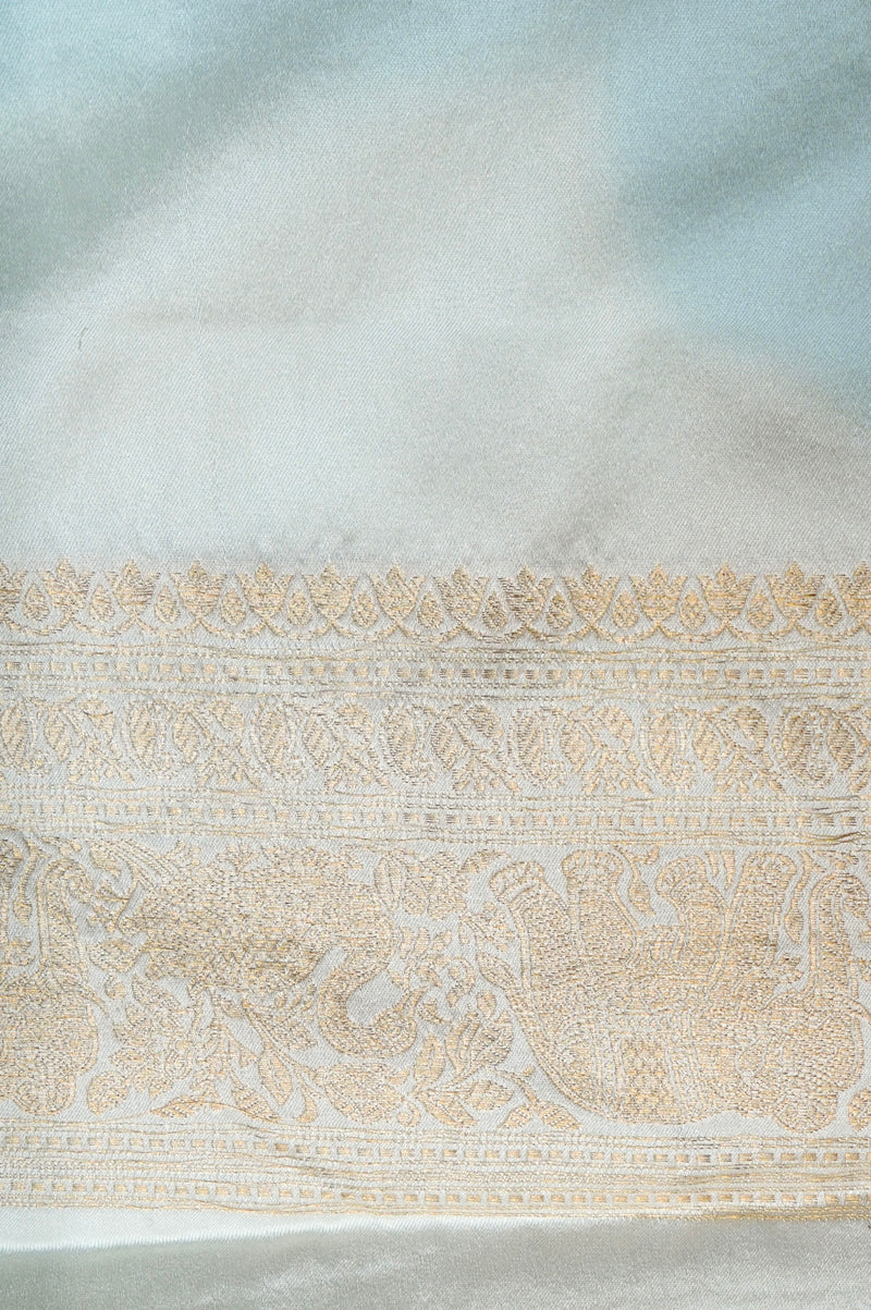 Handwoven Off White Banarasi Mashru Silk Saree
