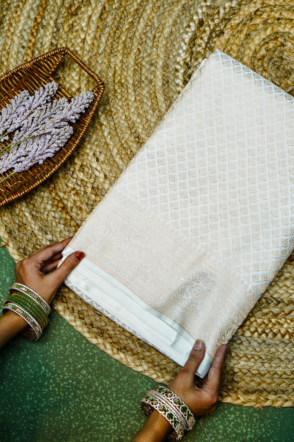 Handwoven Off White Banarasi Mashru Silk Saree