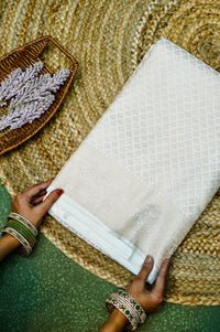 Handwoven Off White Banarasi Mashru Silk Saree