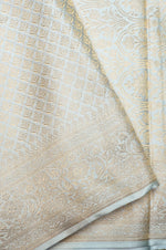 Handwoven Off White Banarasi Mashru Silk Saree