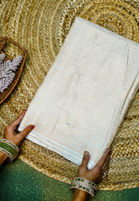 Handwoven Off White Banarasi Mashru Silk Saree