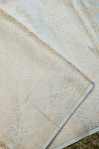 Handwoven Off White Banarasi Mashru Silk Saree