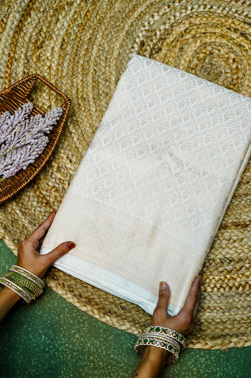 Handwoven Off White Banarasi Mashru Silk Saree