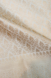 Handwoven Off White Banarasi Mashru Silk Saree