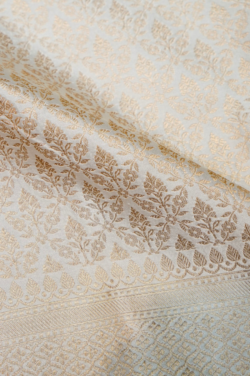 Handwoven Off White Banarasi Mashru Silk Saree