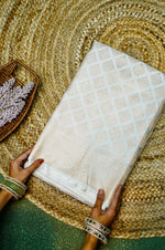 Handwoven Off White Banarasi Mashru Silk Saree
