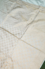 Handwoven Off White Banarasi Mashru Silk Saree
