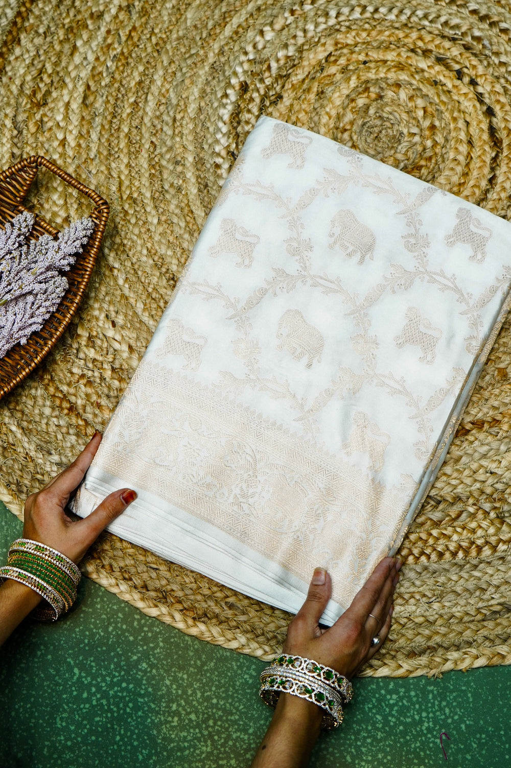 Handwoven Off White Banarasi Mashru Silk Saree