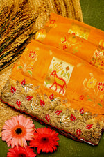 Designer Yellow Moonga Silk Saree